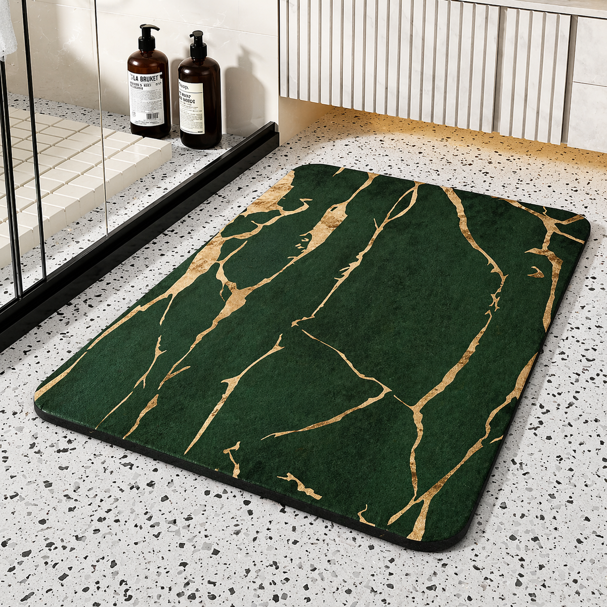 Marble Pattern Diatom Stone Non Slip Quick Dry Bath Mat