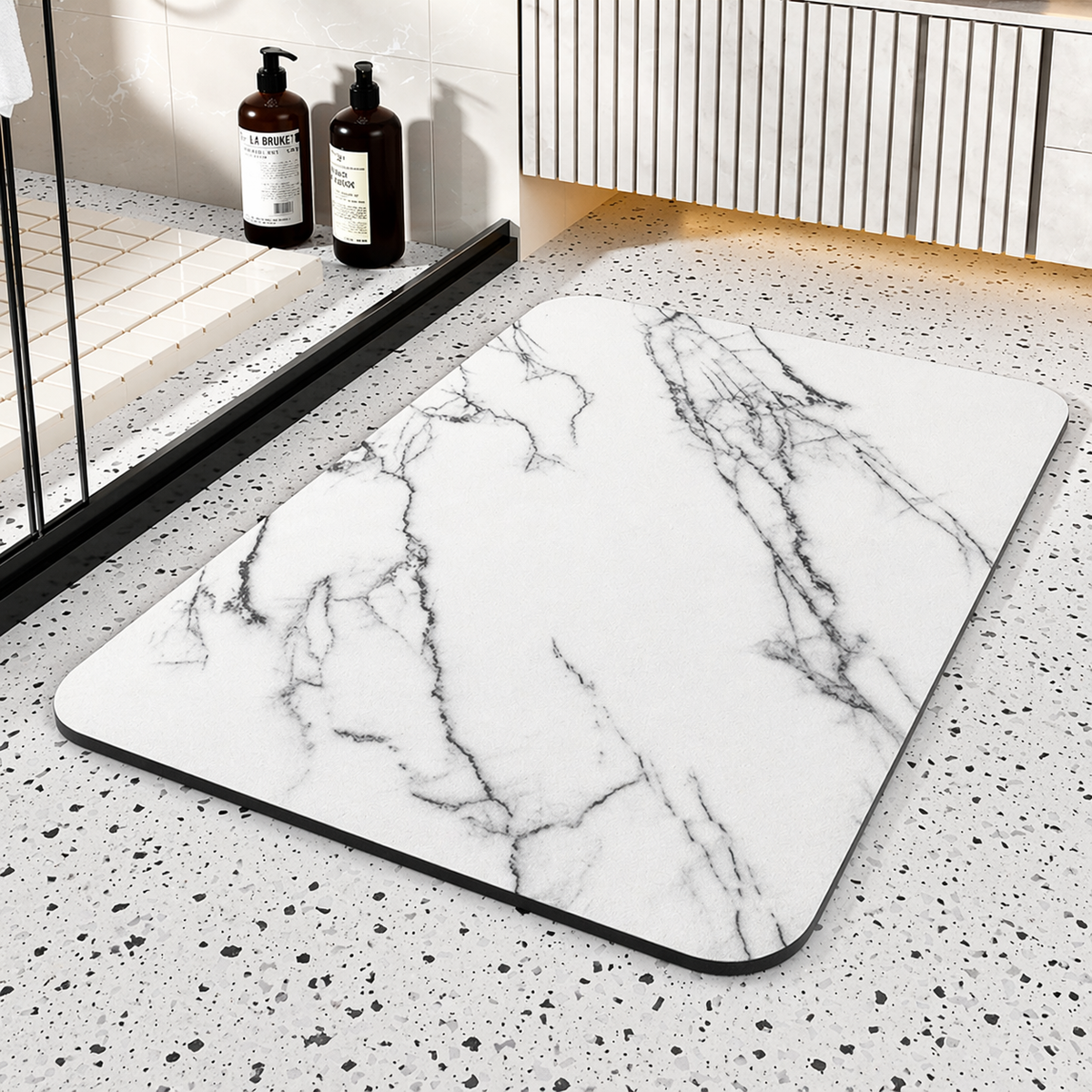 Marble Pattern Diatom Stone Non Slip Quick Dry Bath Mat