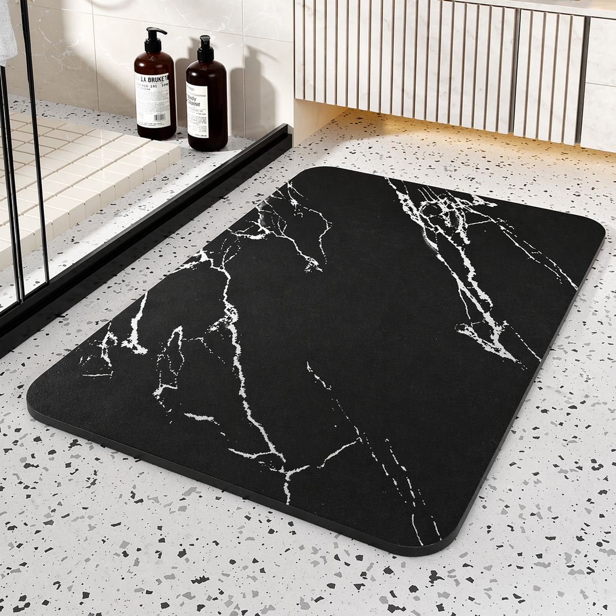 Marble Pattern Diatom Stone Non Slip Quick Dry Bath Mat