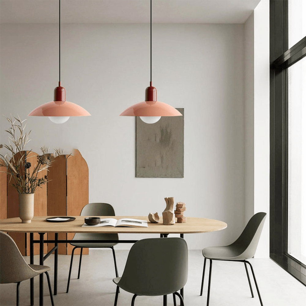 Bauhaus Geometric Dome Enamel Iron Adjustable Pendant Light
