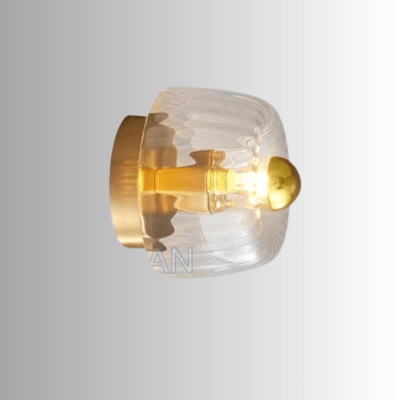 Bauhaus Inspired Ribbed Glass Metal Bracket Wall Light