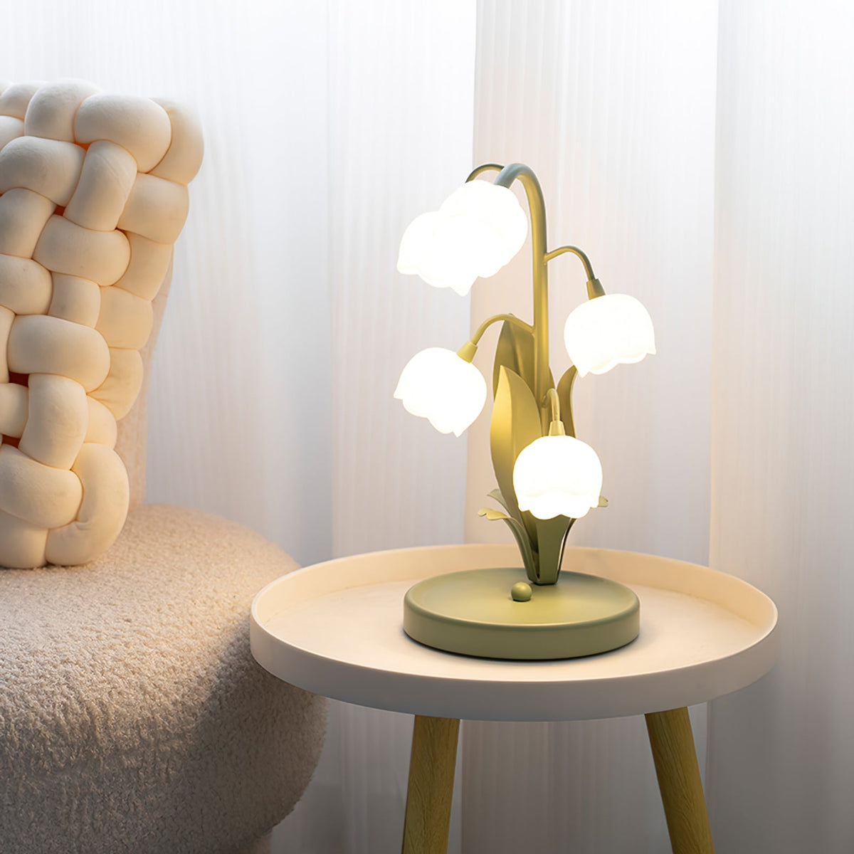 Tulip Shaped Orchid Bloom Floral Table Lamp