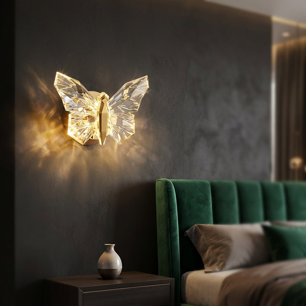 Sculptural Butterfly Silhouette Acrylic Uplight Downlight Wall Light