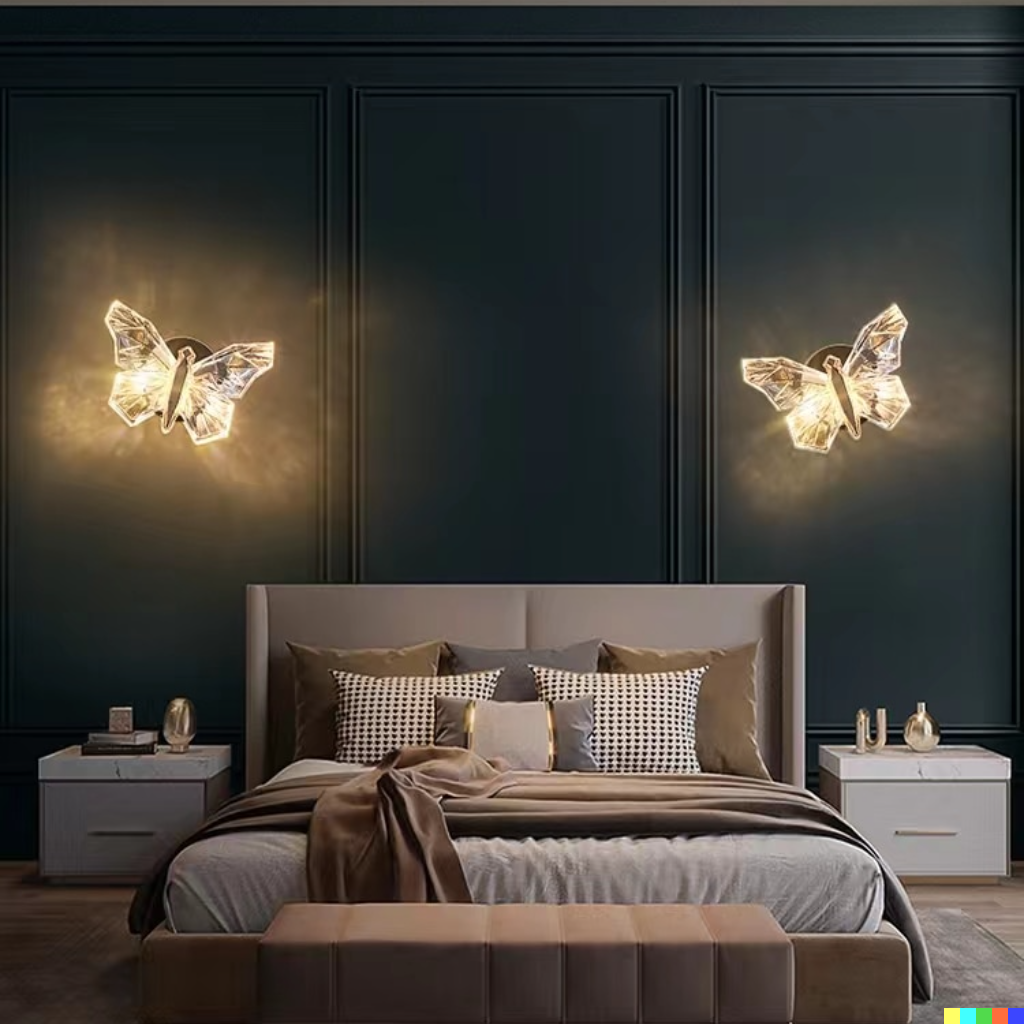 Sculptural Butterfly Silhouette Acrylic Uplight Downlight Wall Light