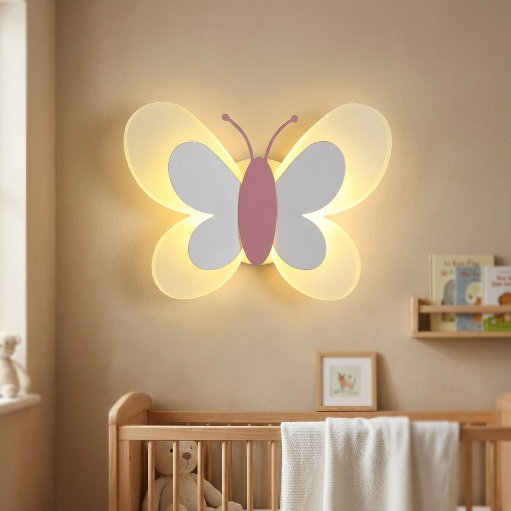 Playful Butterfly Silhouette Acrylic Mounted Wall Light