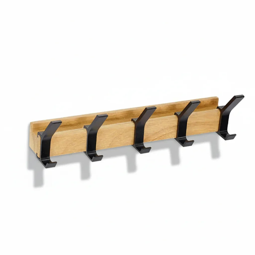 Scandinavian Wood Adjustable Hook Wall Coat Rack