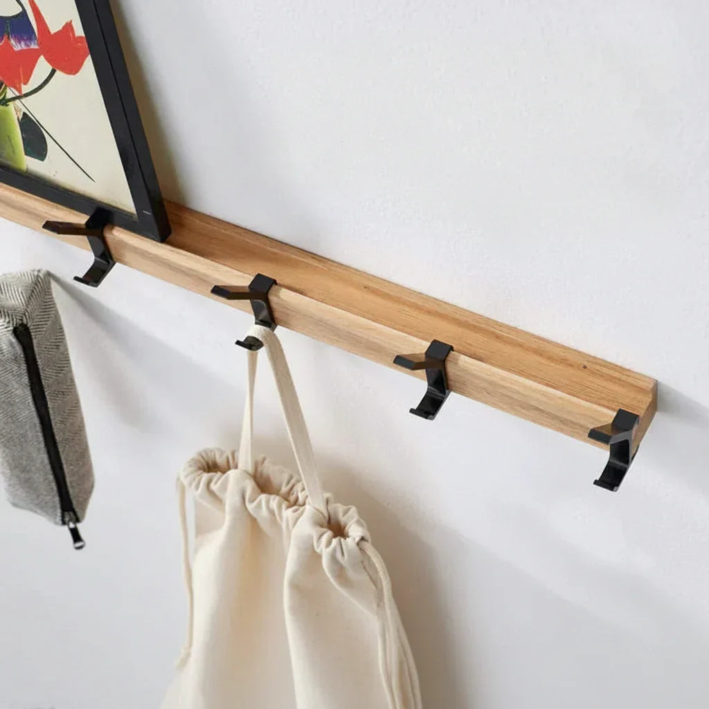 Scandinavian Wood Adjustable Hook Wall Coat Rack