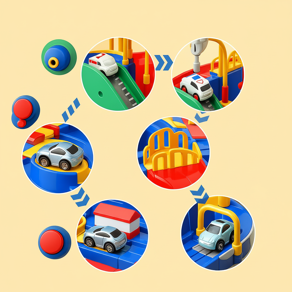Modular City Adventure Mechanical Car Track Puzzle Toy Playset