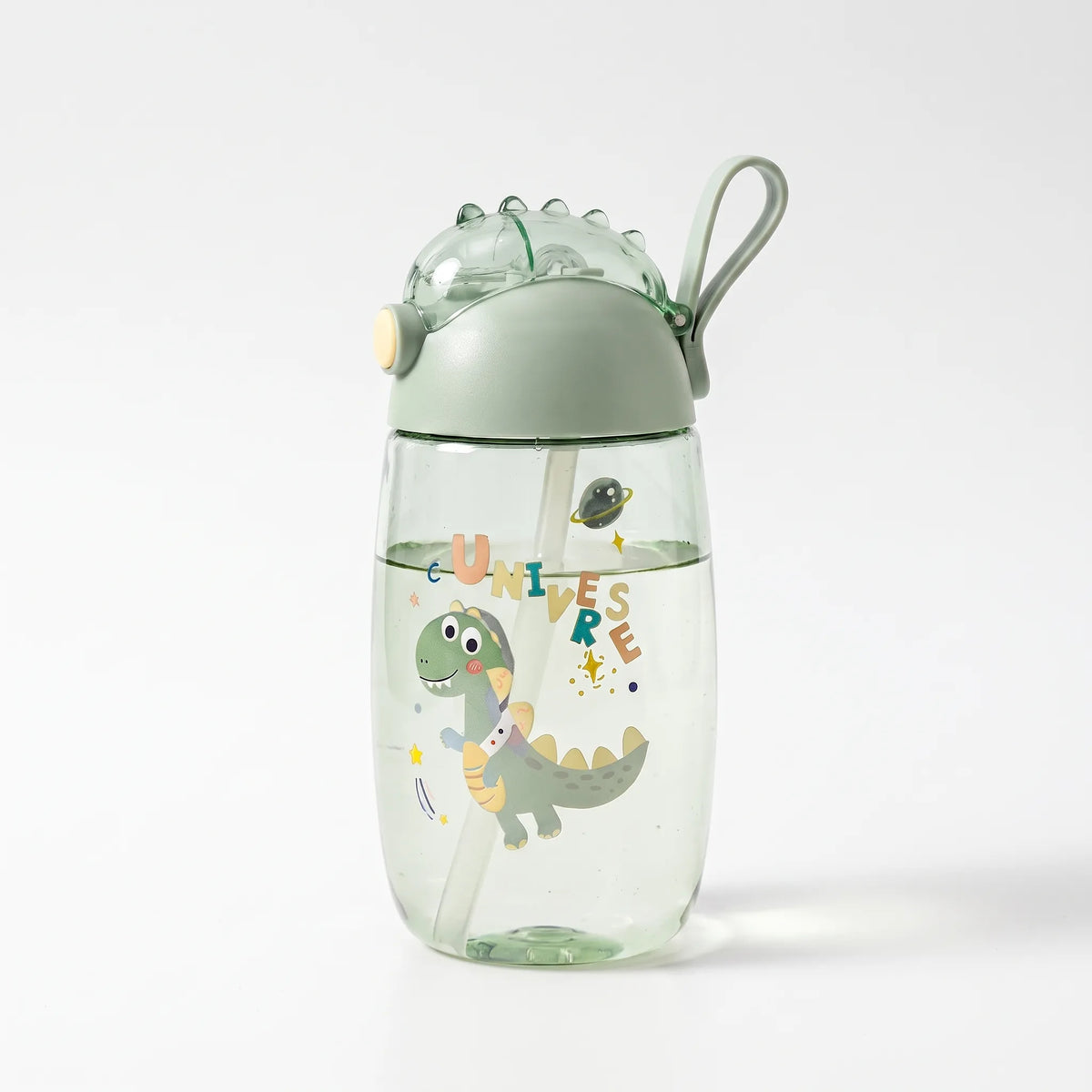 Cartoon Dinosaur Push Button Flip Top Kids Water Bottle