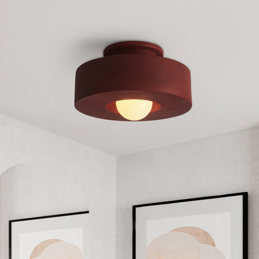 Nordic Wabi-Sabi Cylindrical Ceramic-Style Matte Dimmable Ceiling Light