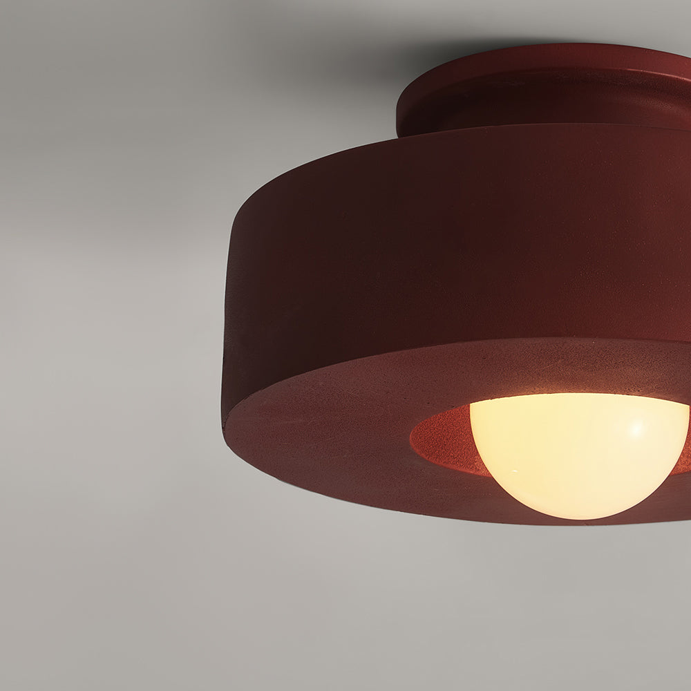 Nordic Wabi-Sabi Cylindrical Ceramic-Style Matte Dimmable Ceiling Light