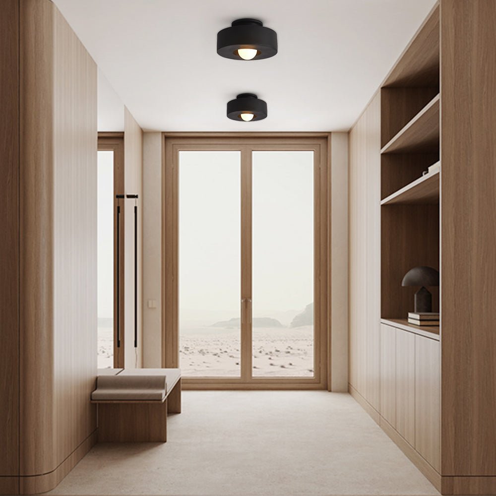 Nordic Wabi-Sabi Cylindrical Ceramic-Style Matte Dimmable Ceiling Light