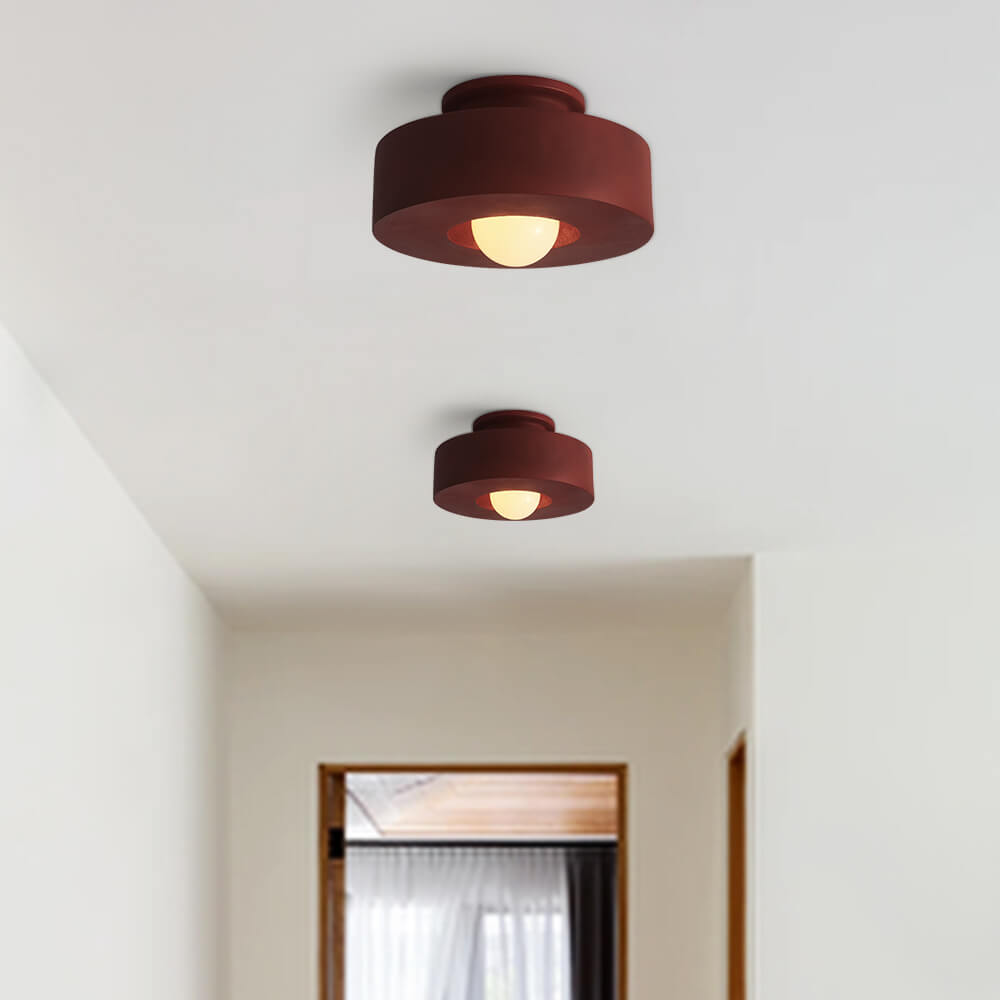 Nordic Wabi-Sabi Cylindrical Ceramic-Style Matte Dimmable Ceiling Light