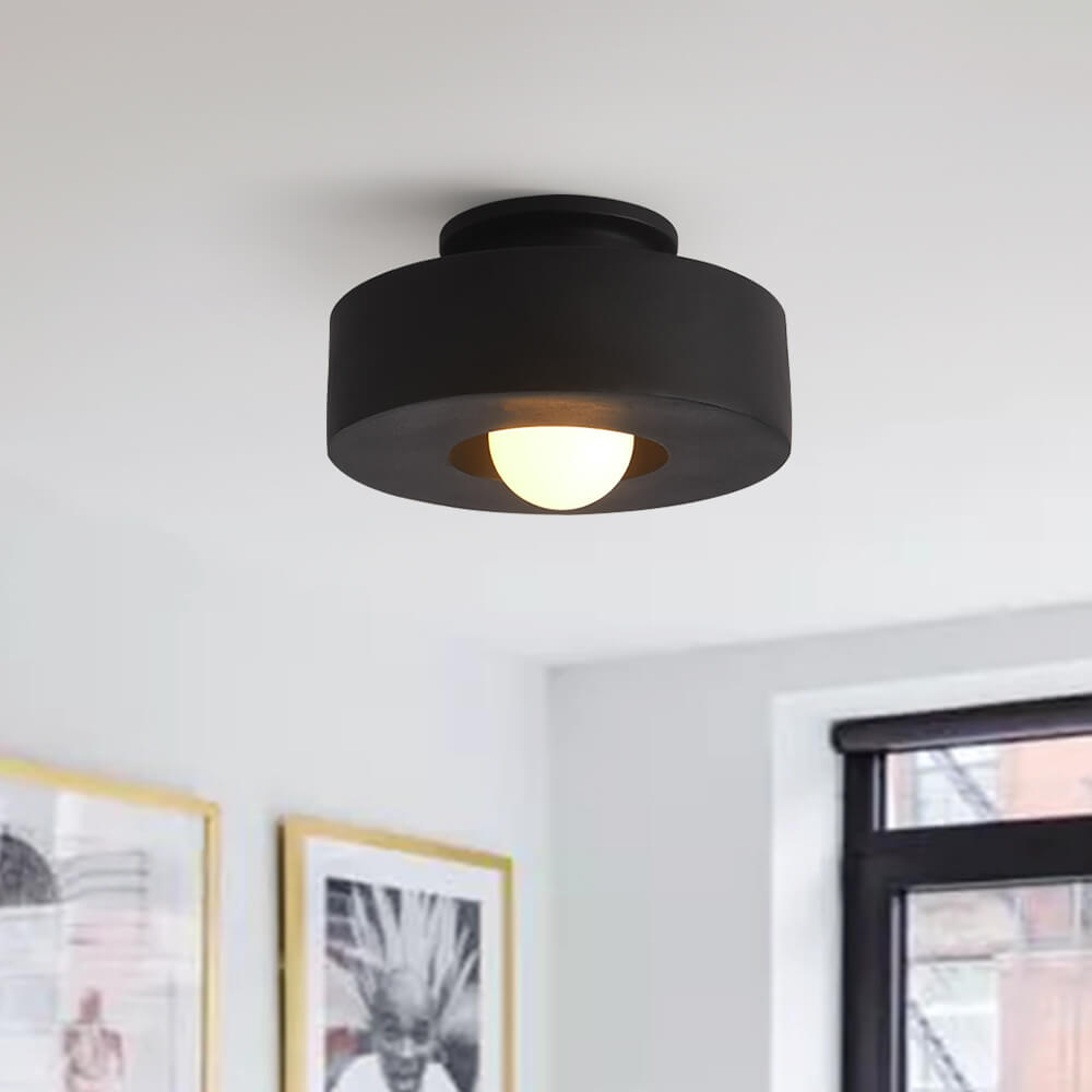 Nordic Wabi-Sabi Cylindrical Ceramic-Style Matte Dimmable Ceiling Light
