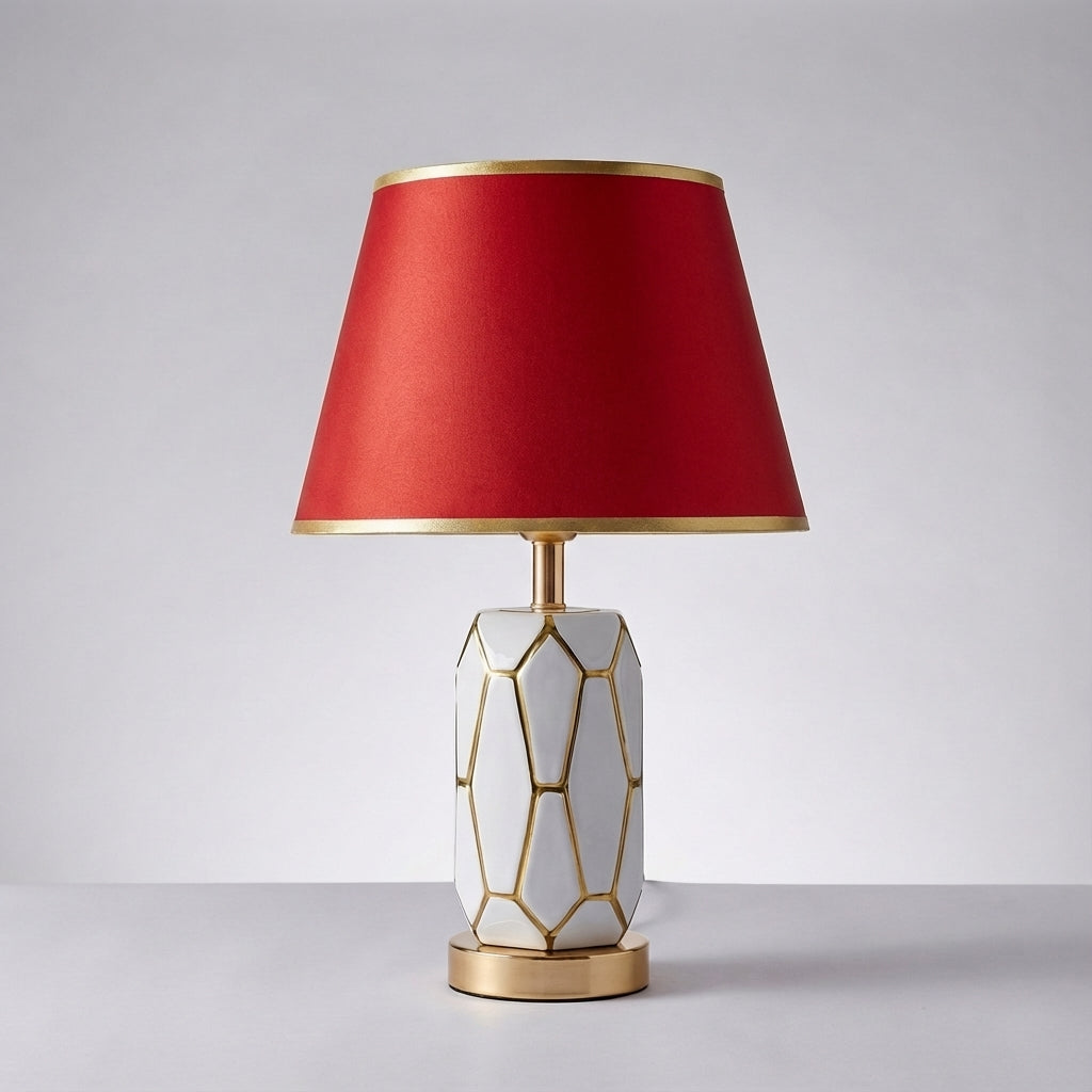 Retro Minimalist Ceramic Base Fabric Shade Table Lamp