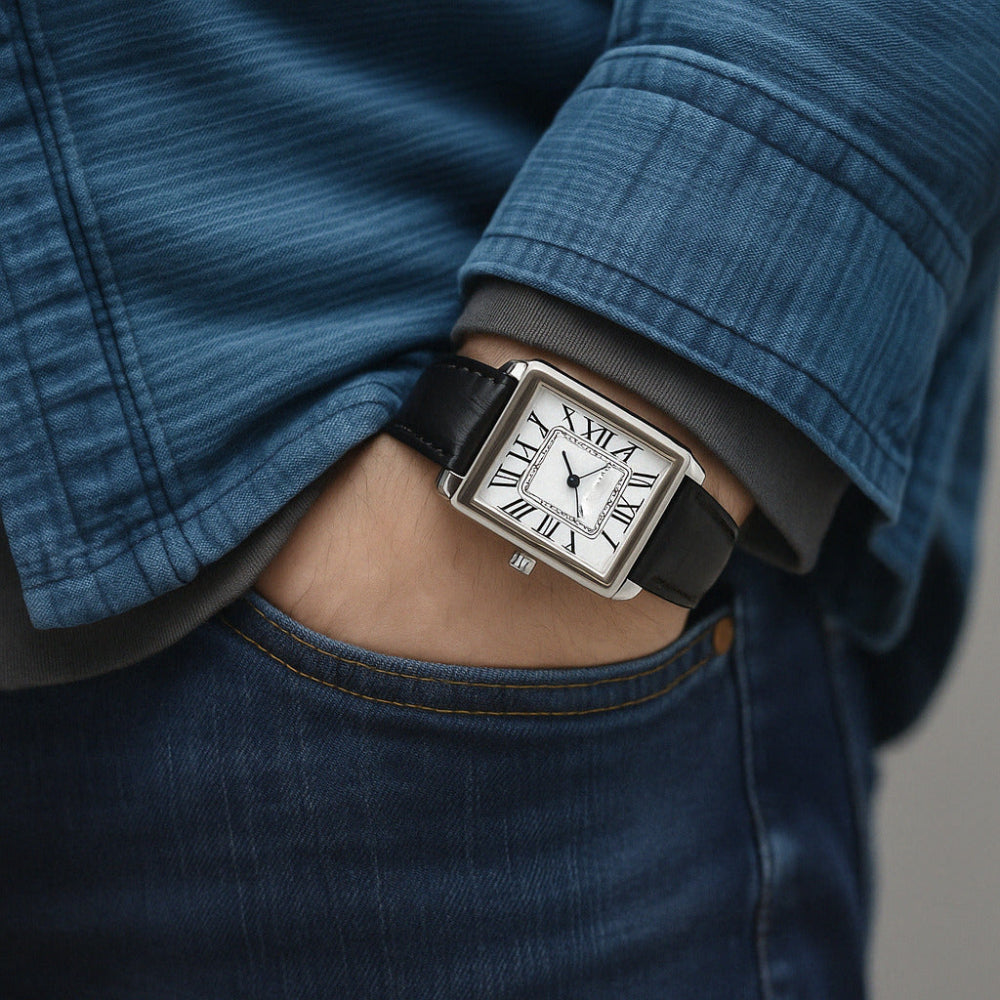 Square Case Roman Numeral Dial Analog Dress Watch