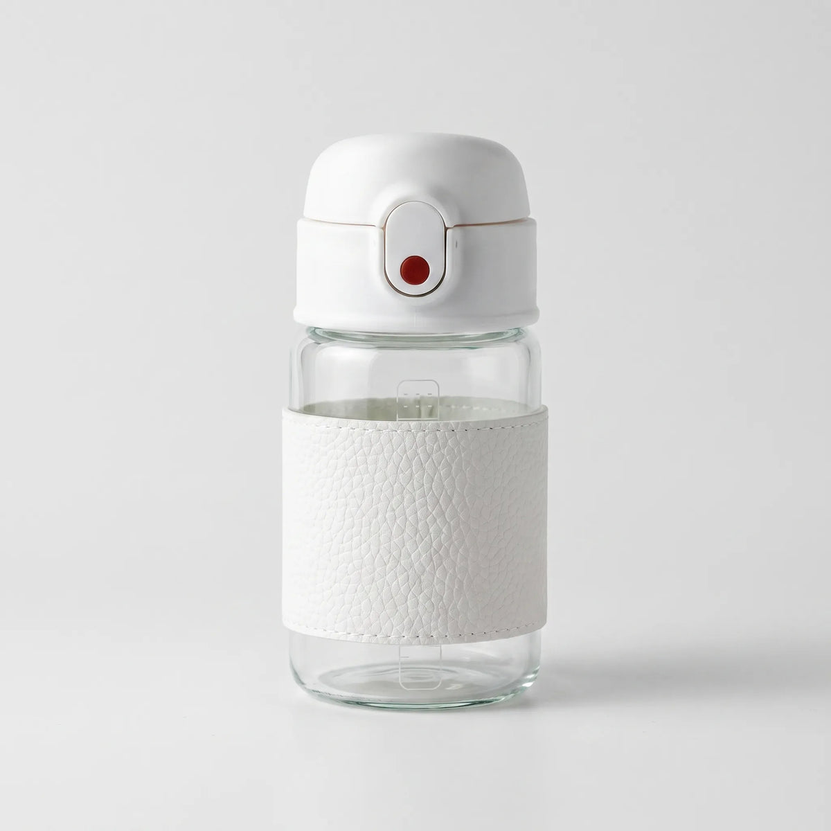 Textured Grip Glass Push-Button Straw Water Bottle