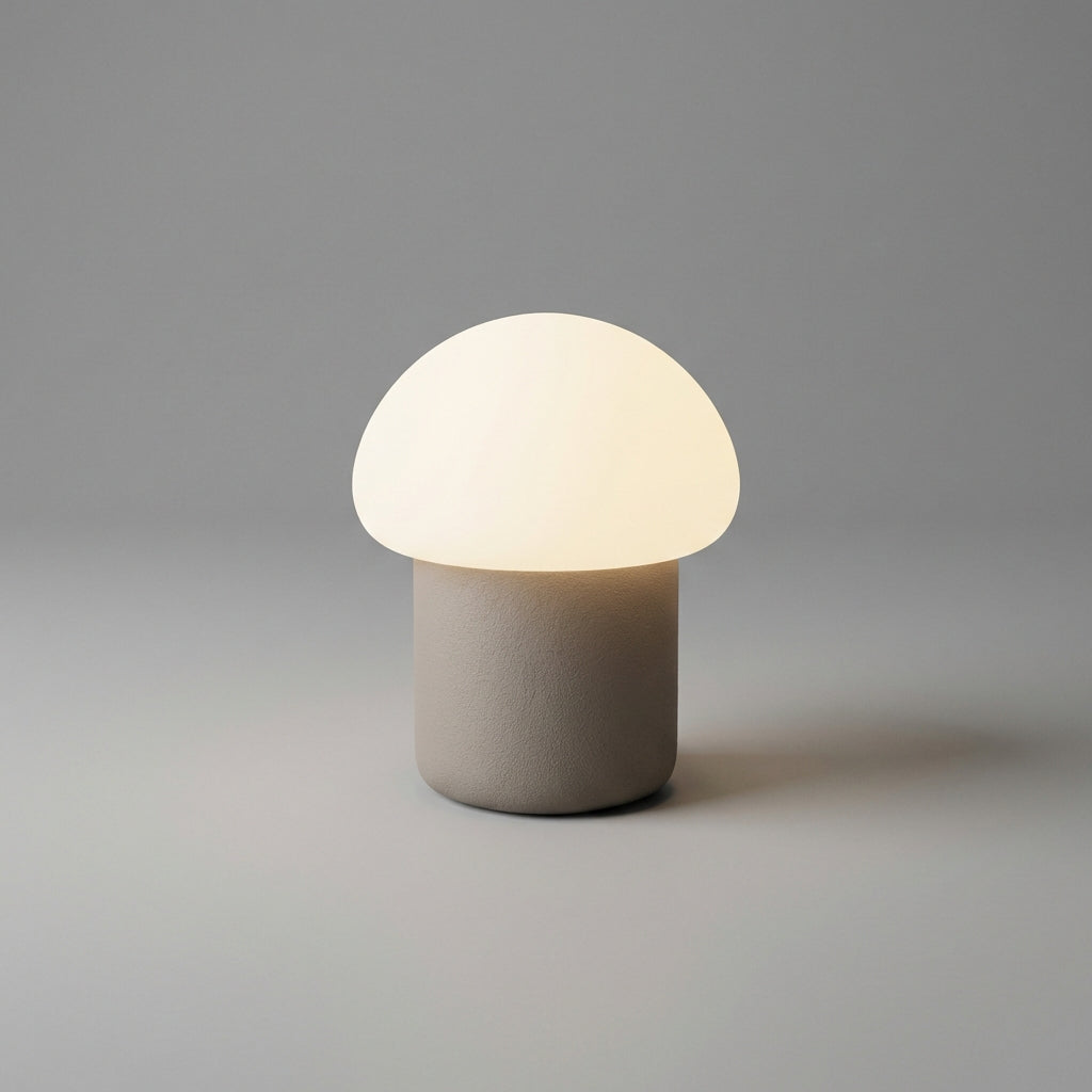 Compact Mushroom Silhouette Weighted Base Minimalist Table Lamp