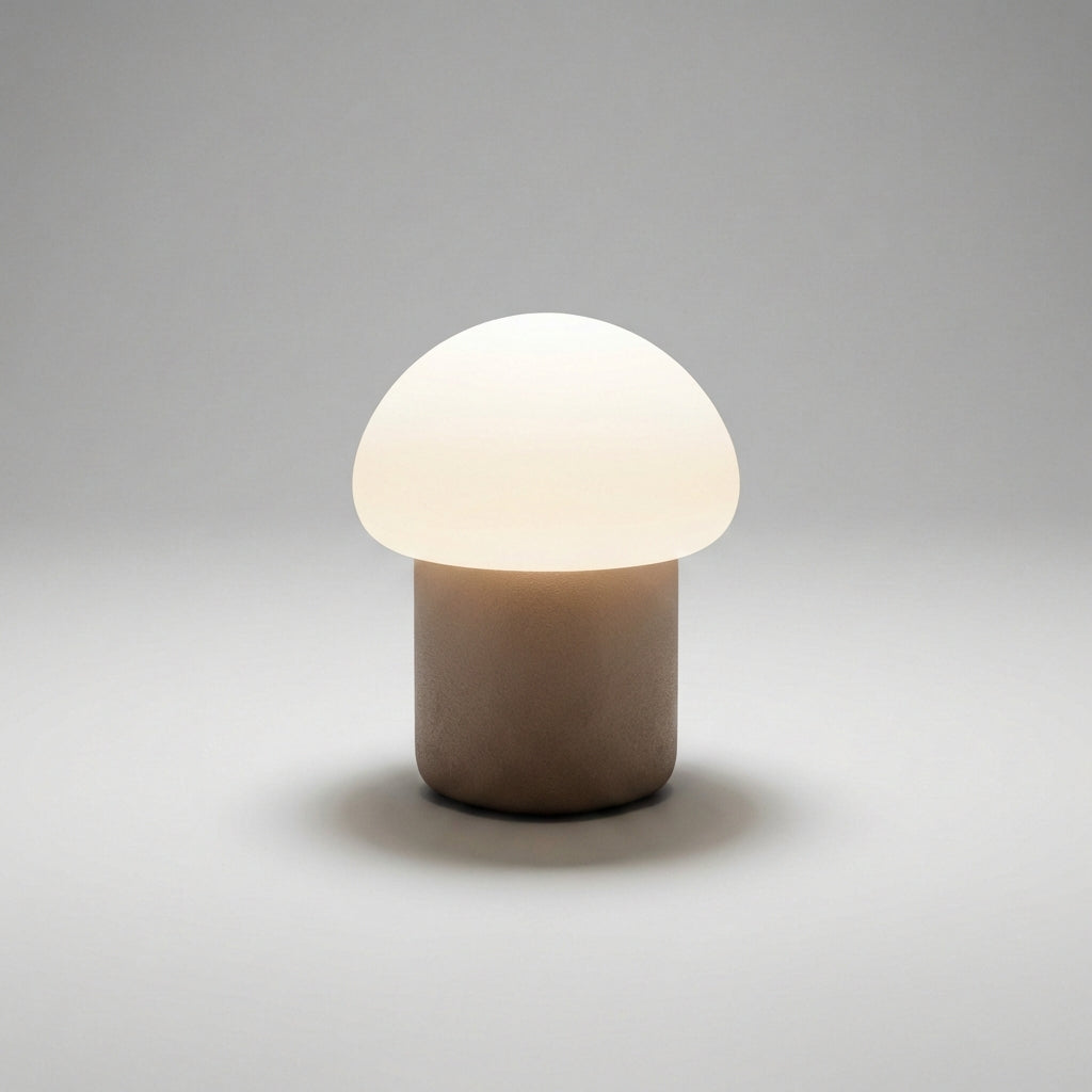 Compact Mushroom Silhouette Weighted Base Minimalist Table Lamp