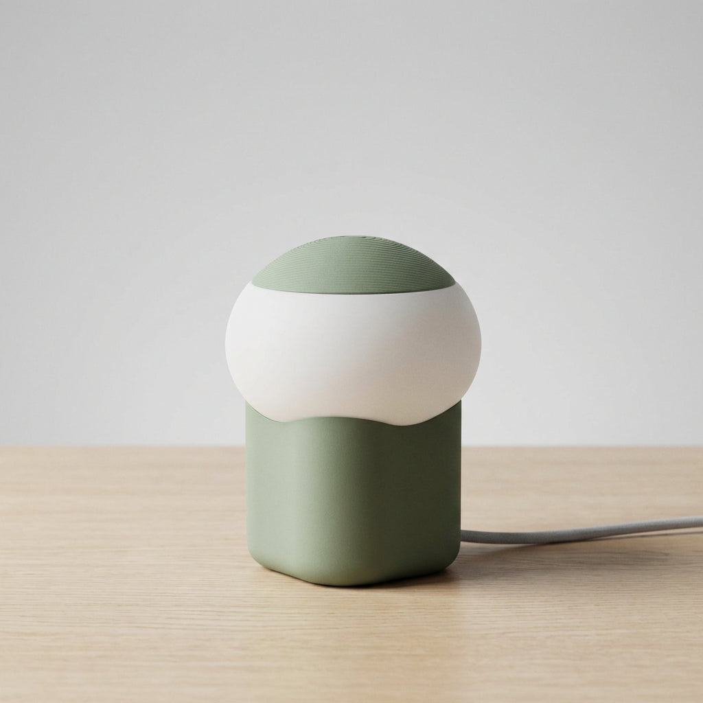 Compact Mushroom Silhouette Weighted Base Minimalist Table Lamp