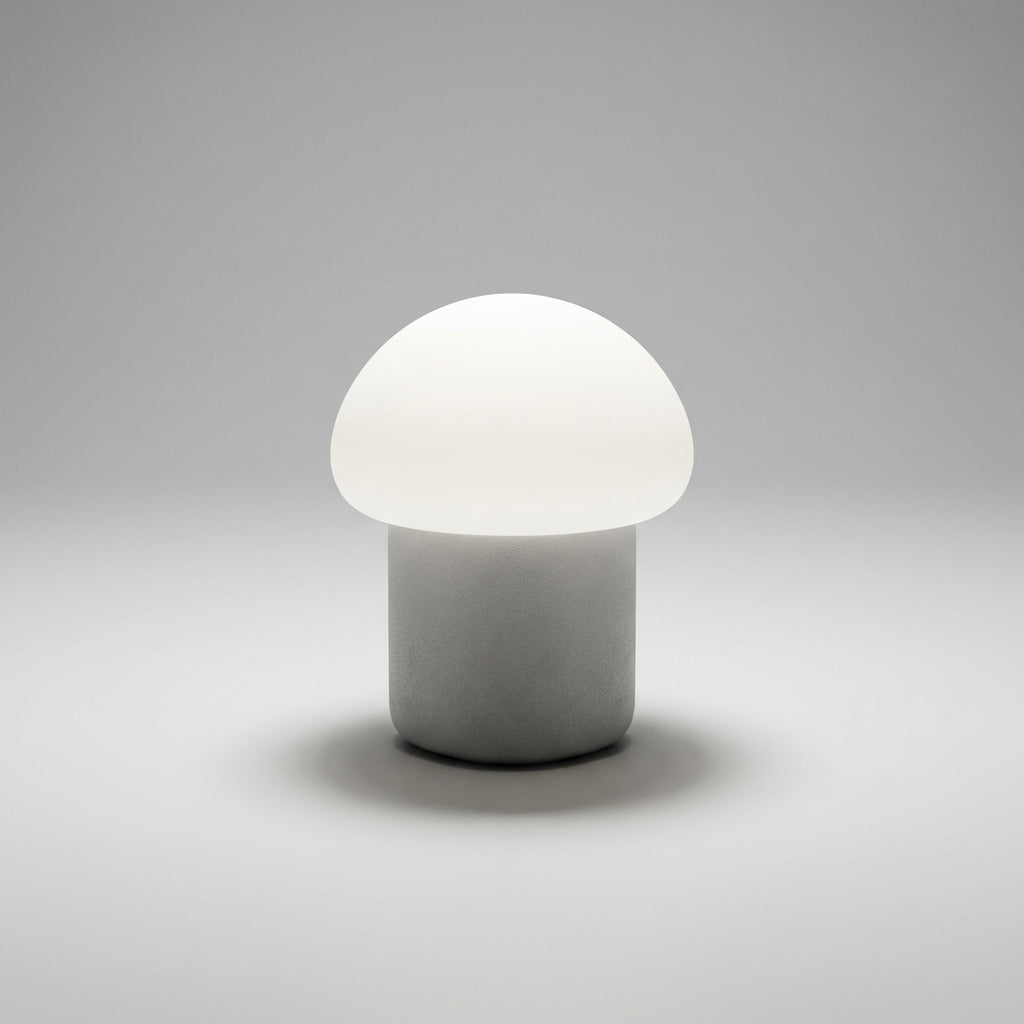 Compact Mushroom Silhouette Weighted Base Minimalist Table Lamp