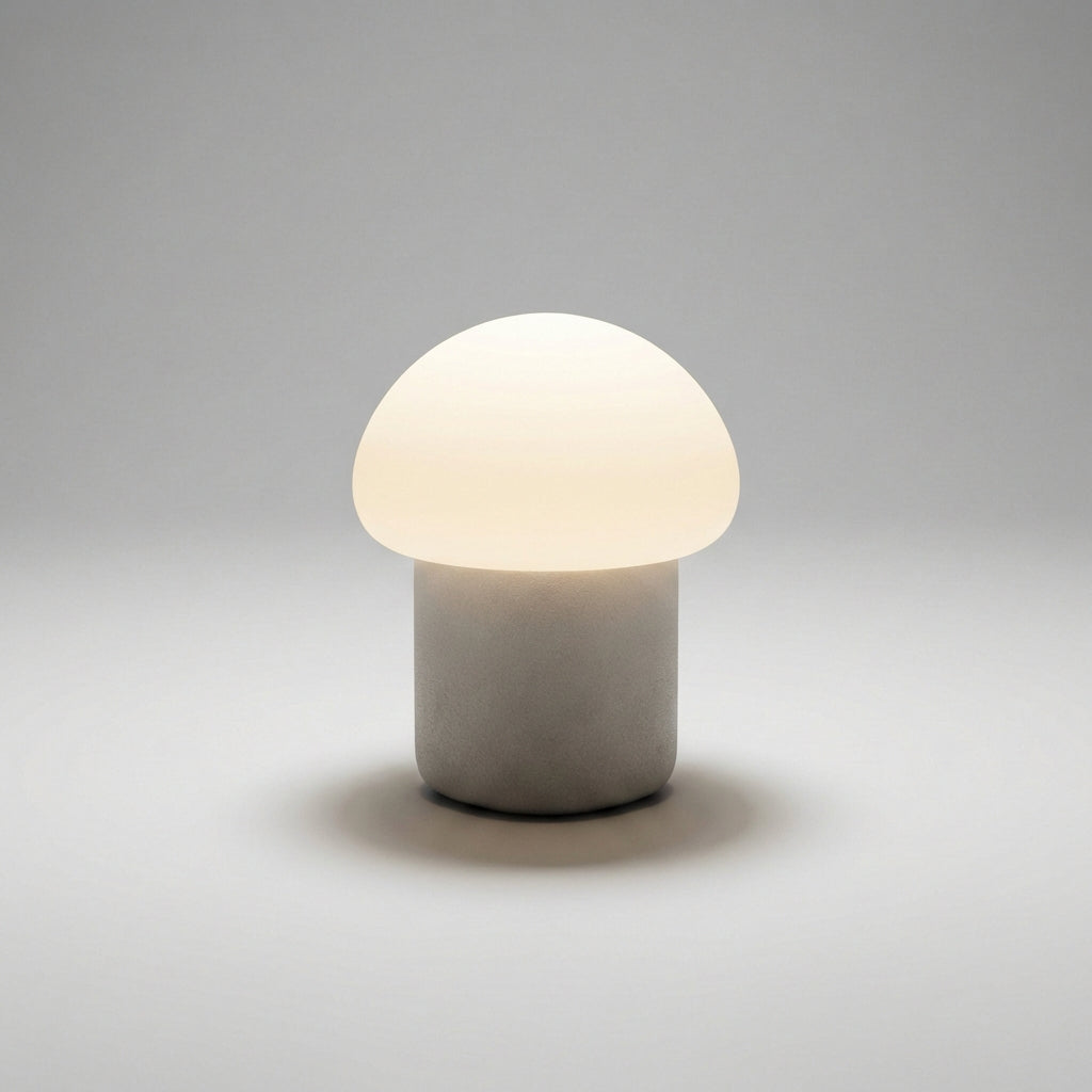 Compact Mushroom Silhouette Weighted Base Minimalist Table Lamp