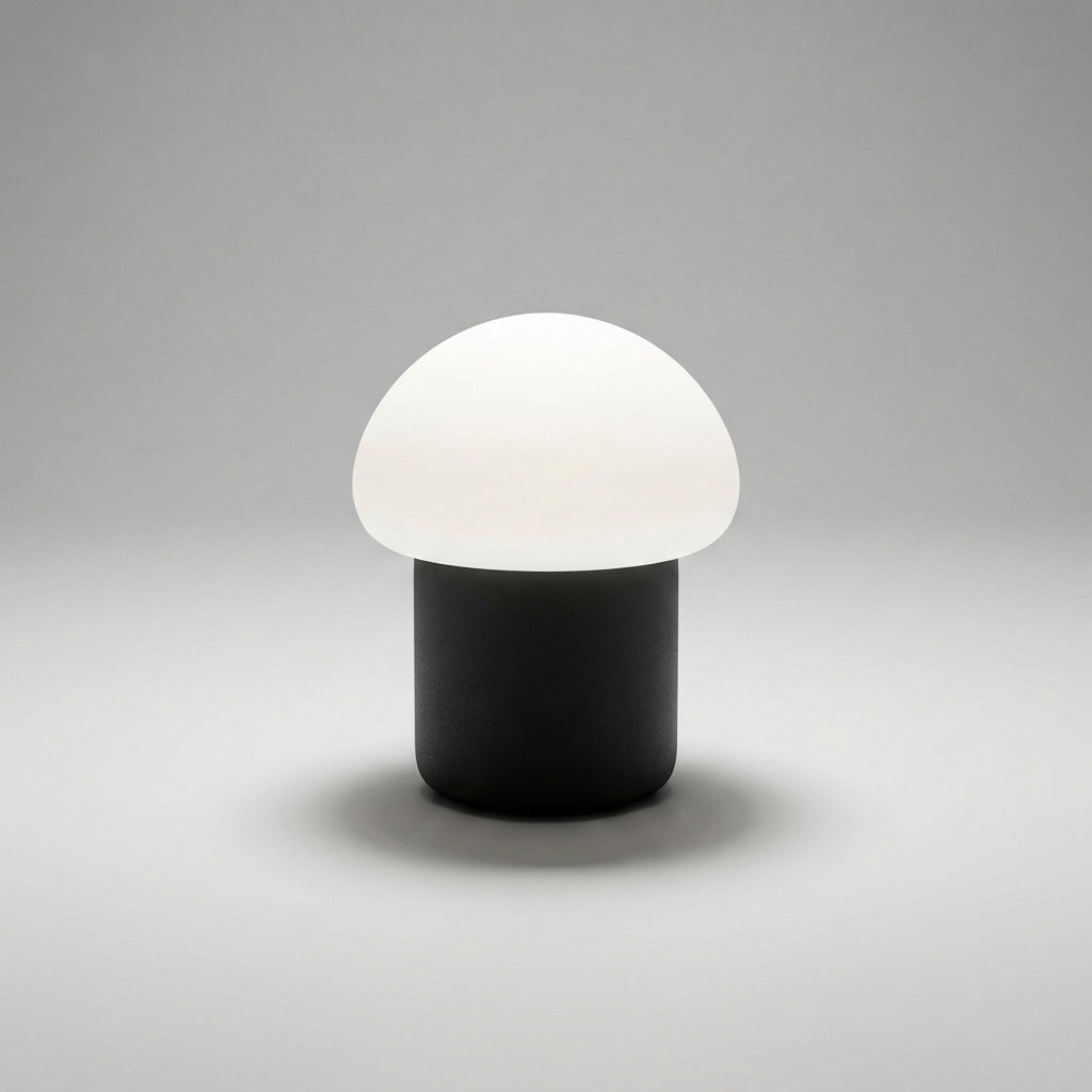 Compact Mushroom Silhouette Weighted Base Minimalist Table Lamp