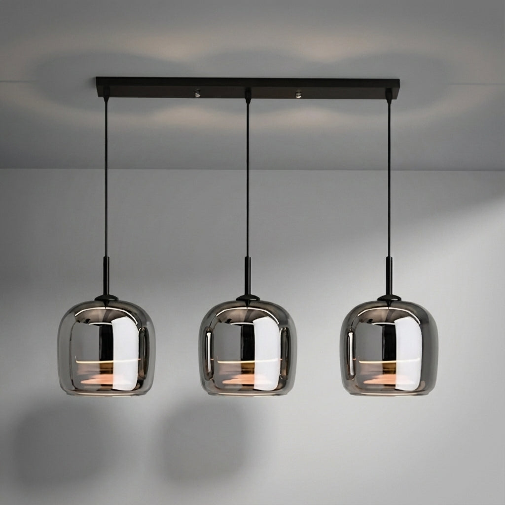 Compact Round Glossy Tinted Glass Pendant Light
