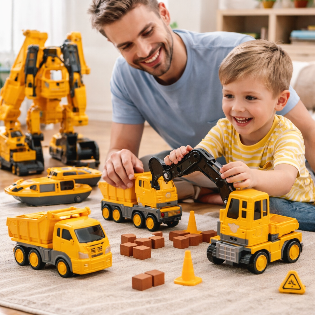 Modular Snap Together Magnetic Vehicle Building Blocks Toy Set