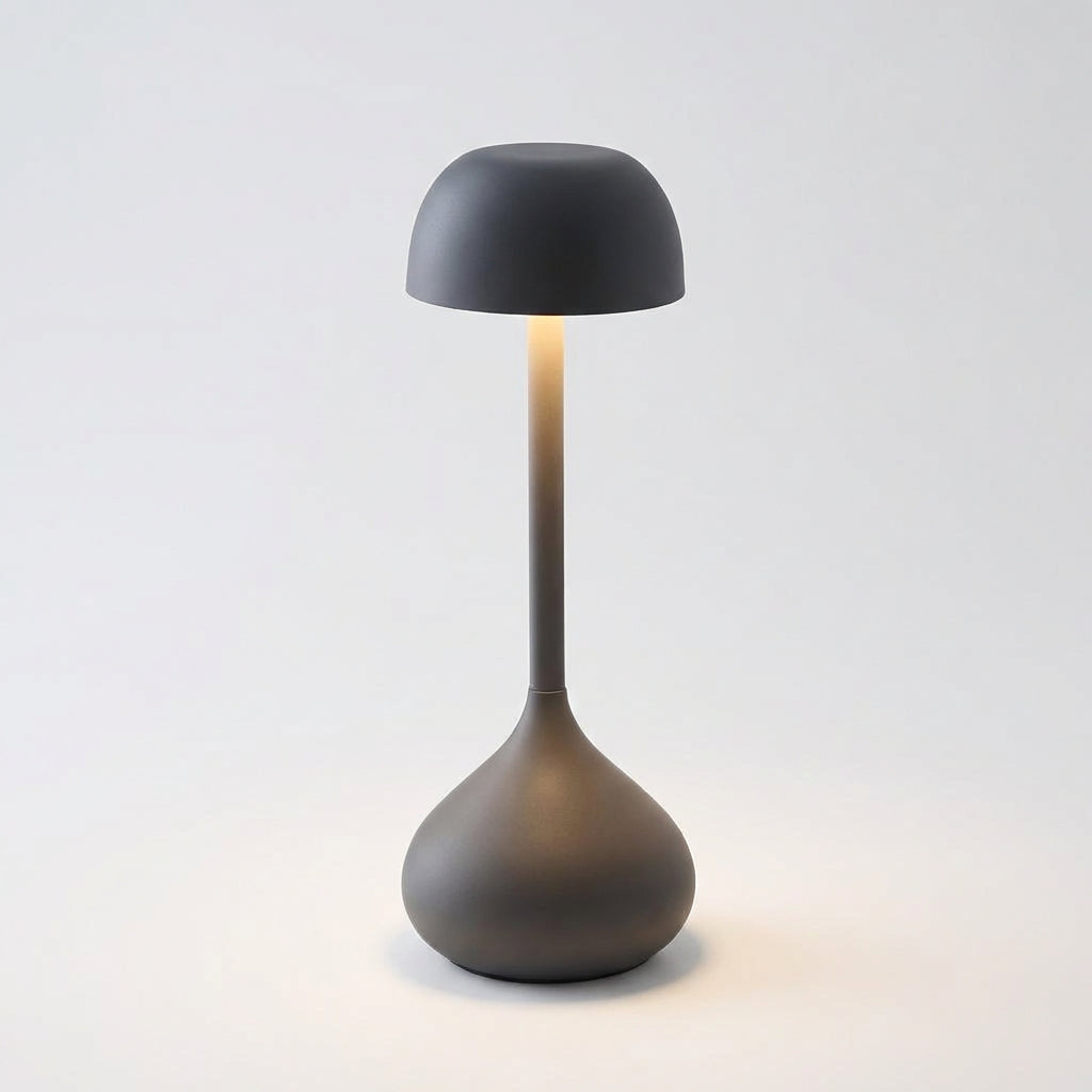 Sleek Mushroom Silhouette Cordless Dimmable Aluminum Table Lamp