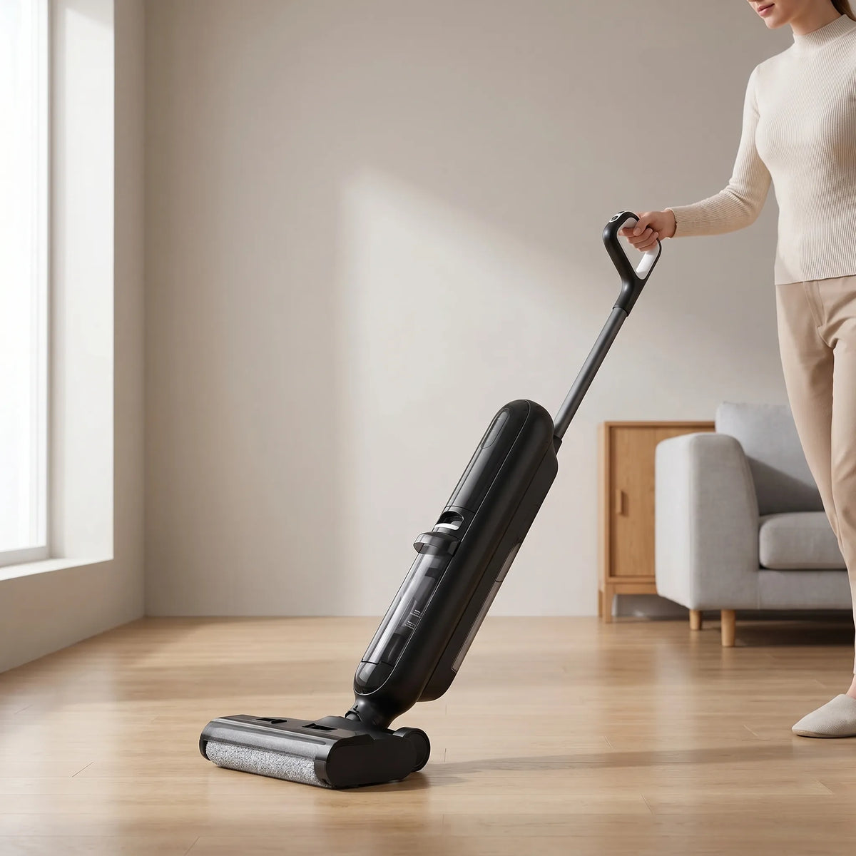 Self-Propelled Reclining Cordless Wet-Dry Vacuum Cleaner With Anti-Tangle Roller