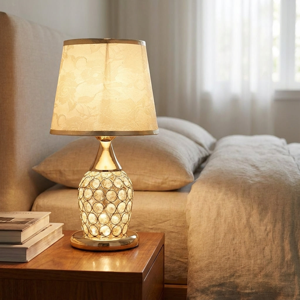 Sparkling Crystal Accent Slender Silhouette Tapered Drum Table Lamp