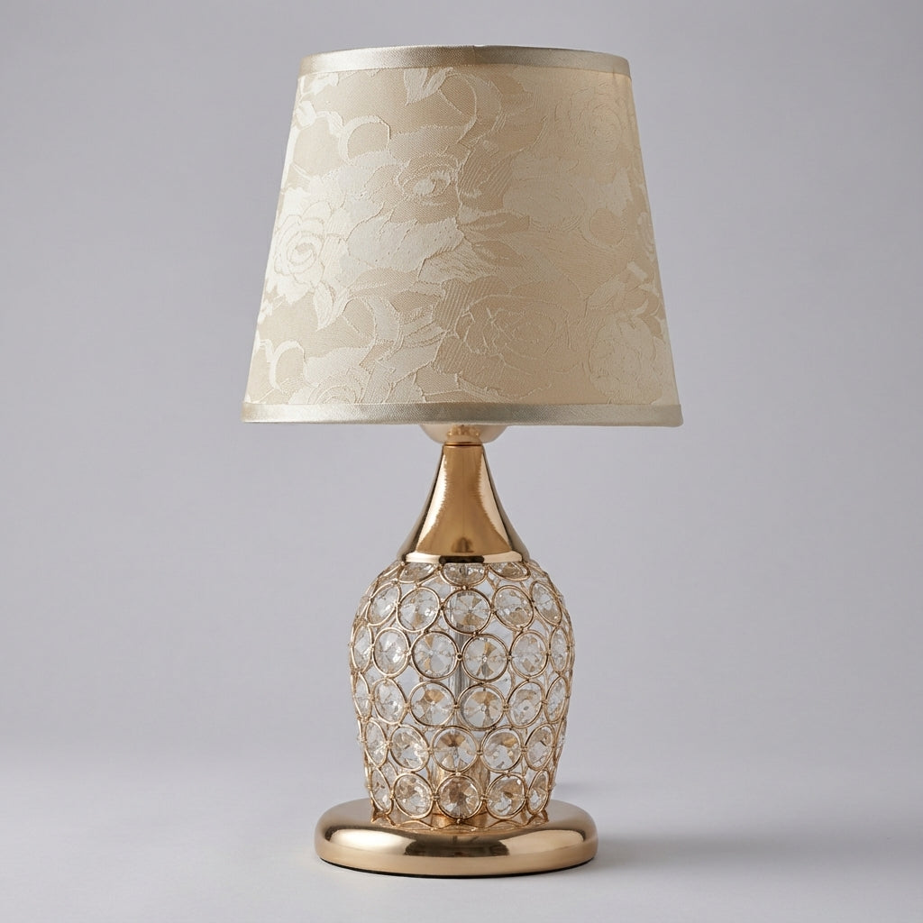 Sparkling Crystal Accent Slender Silhouette Tapered Drum Table Lamp