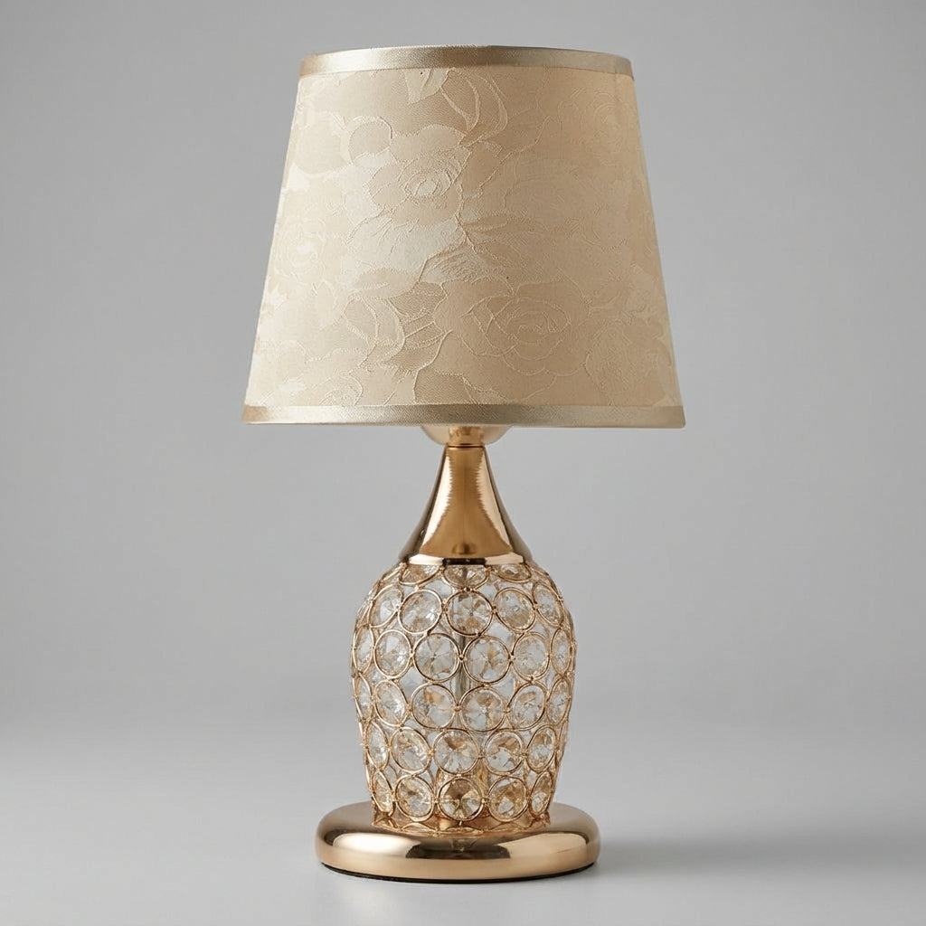 Sparkling Crystal Accent Slender Silhouette Tapered Drum Table Lamp