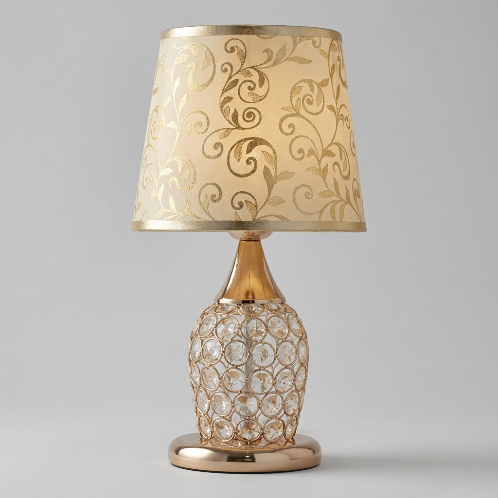 Sparkling Crystal Accent Slender Silhouette Tapered Drum Table Lamp