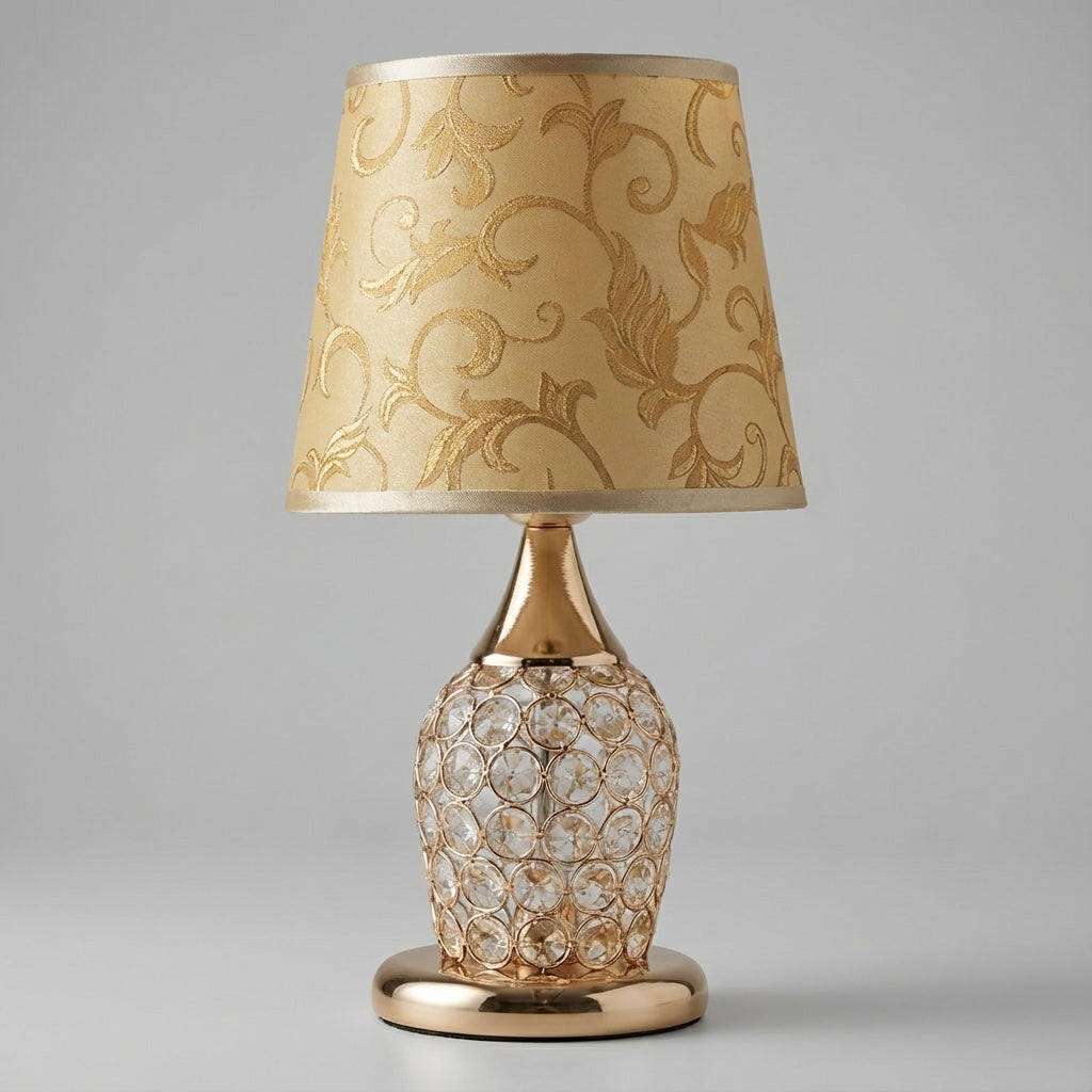 Sparkling Crystal Accent Slender Silhouette Tapered Drum Table Lamp
