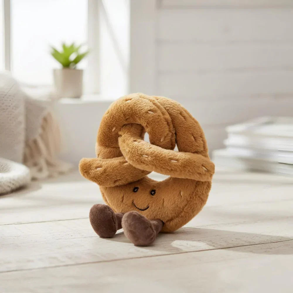 Rounded Croissant Pretzel Toast Shaped Cuddly Plush Pillow Toy