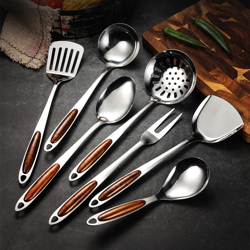 Sleek Stainless Steel Ergonomic Handle Kitchen Utensil Set