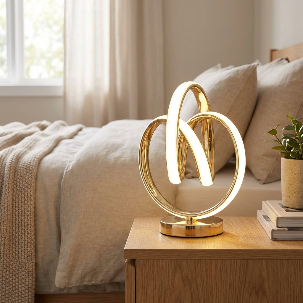Sculptural Curved Loop Aluminum Alloy Acrylic Accent Table Lamp