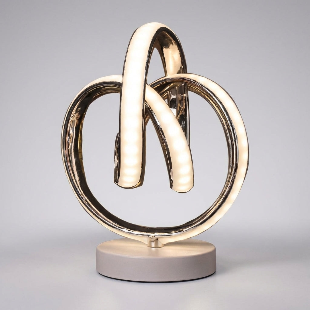 Sculptural Curved Loop Aluminum Alloy Acrylic Accent Table Lamp