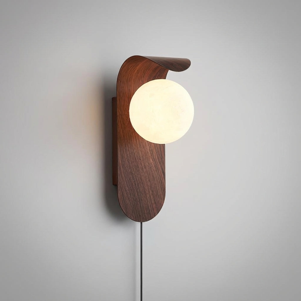 Sculptural Curved Rim Milk Glass Globe Wall Light