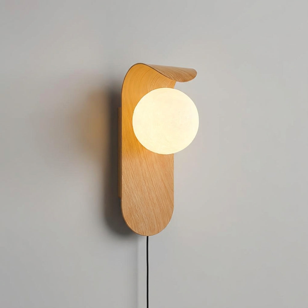 Sculptural Curved Rim Milk Glass Globe Wall Light