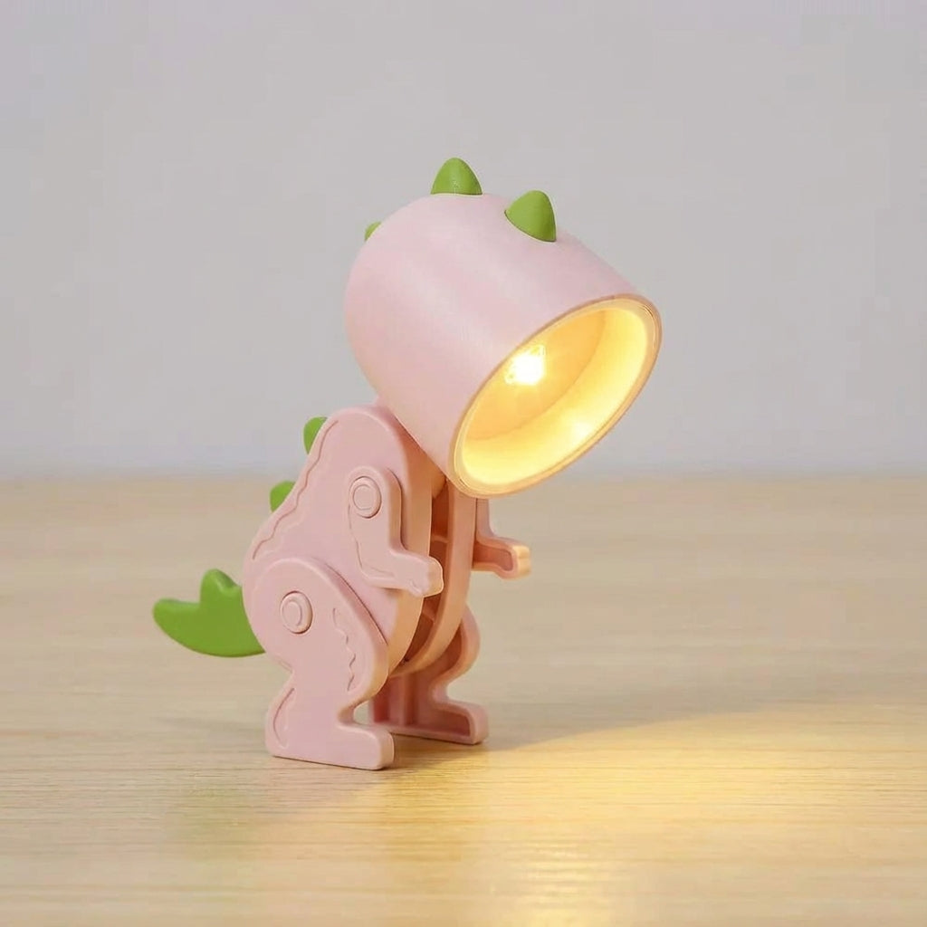 Foldable Dinosaur Character Compact Clip-Friendly Portable Table Lamp