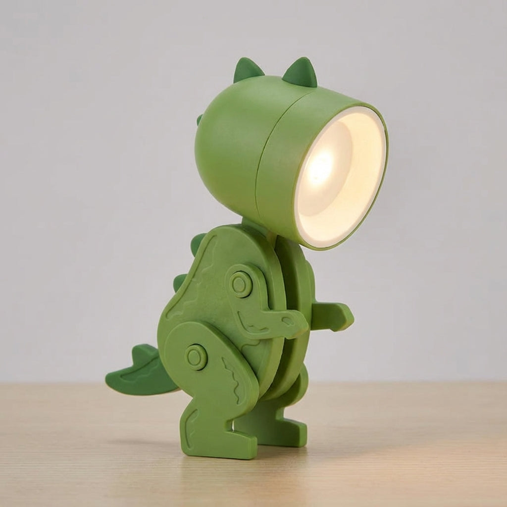 Foldable Dinosaur Character Compact Clip-Friendly Portable Table Lamp