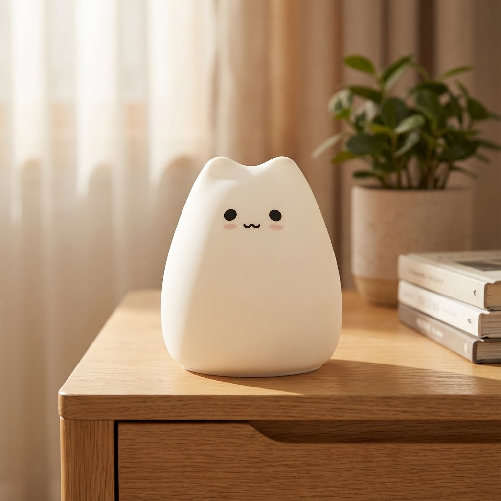 Cat Shaped Soft Silicone Rechargeable Touch Control Night Light Table Lamp