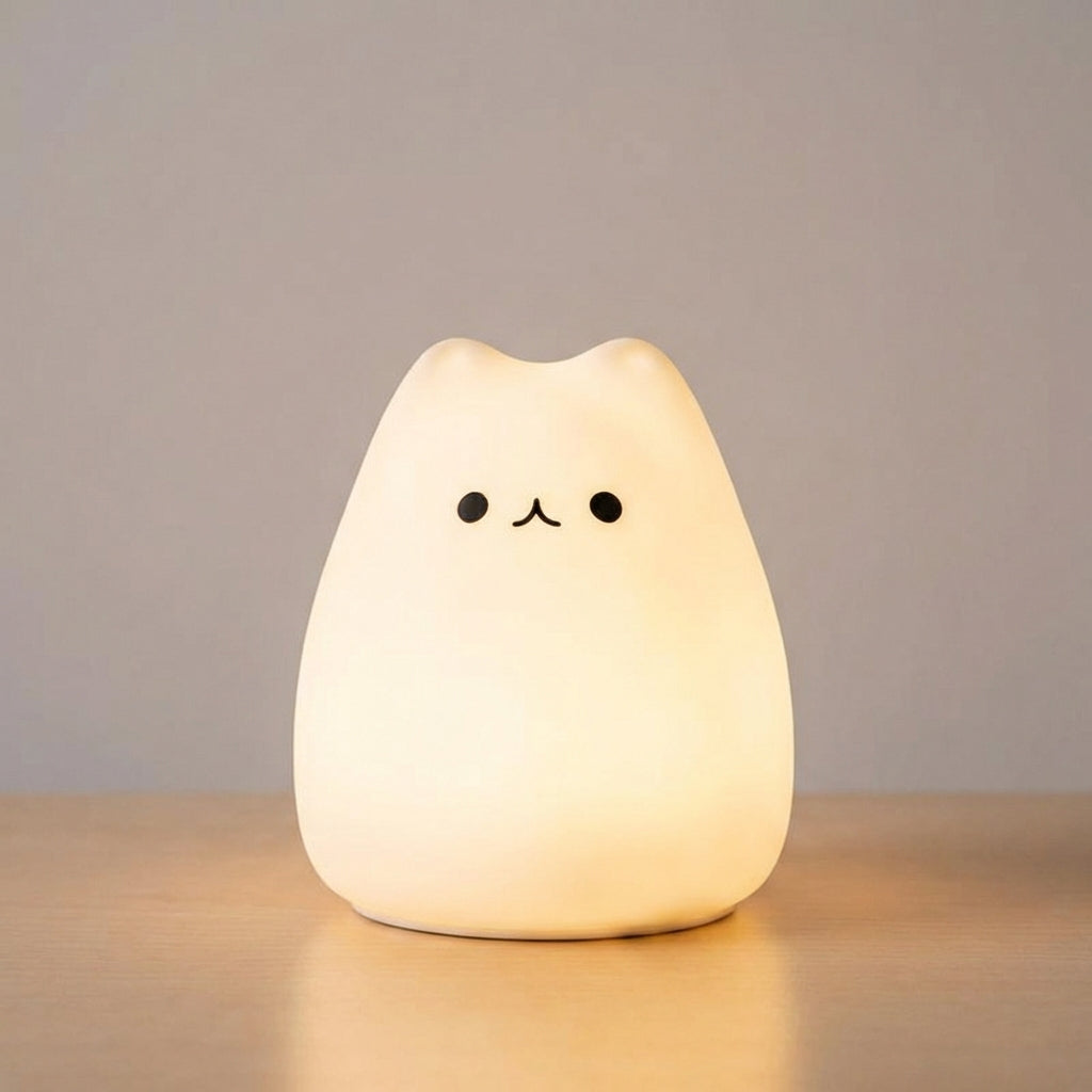 Cat Shaped Soft Silicone Rechargeable Touch Control Night Light Table Lamp