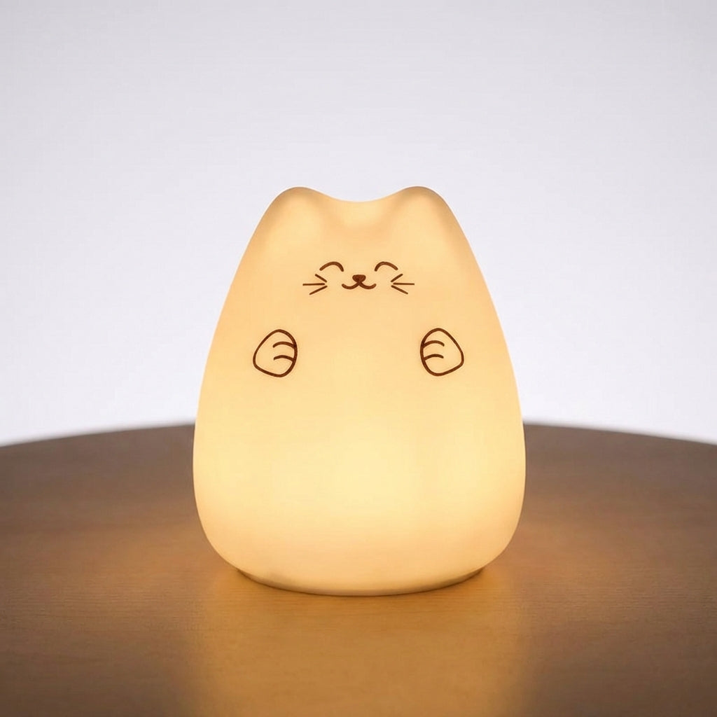 Cat Shaped Soft Silicone Rechargeable Touch Control Night Light Table Lamp