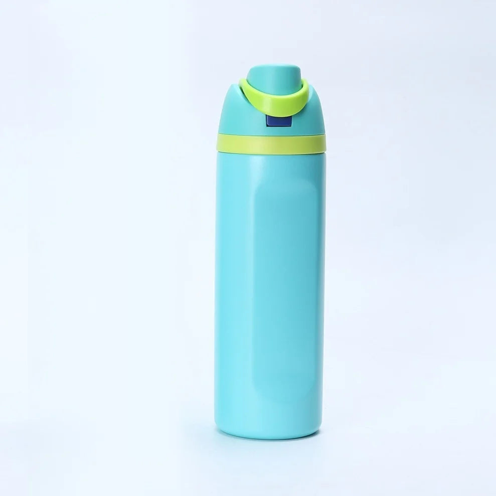 Cylindrical Stainless Steel Flip-Top Dual-Spout Insulated Water Bottle