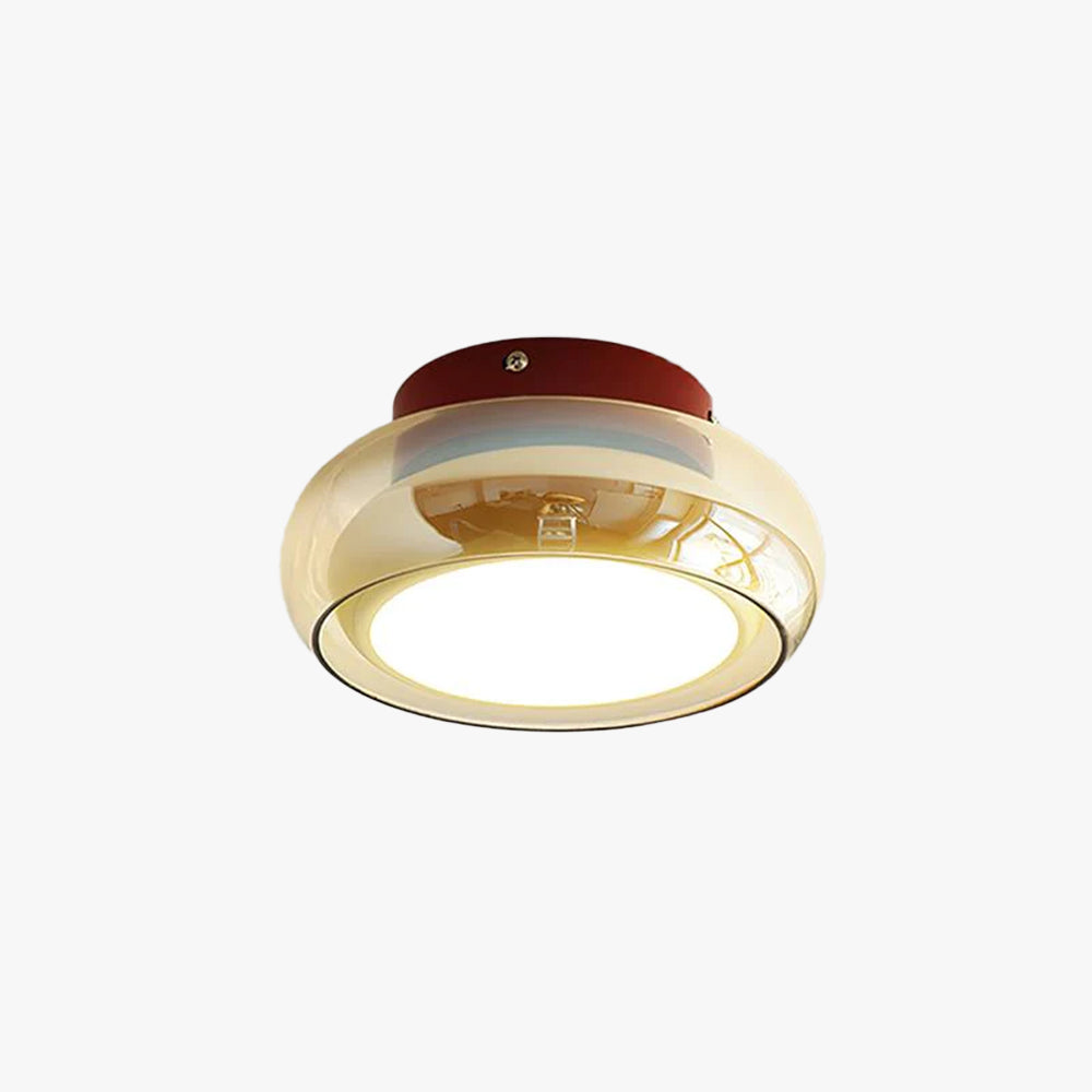 Retro Glass Compact Low Profile Flush Mount Ceiling Light