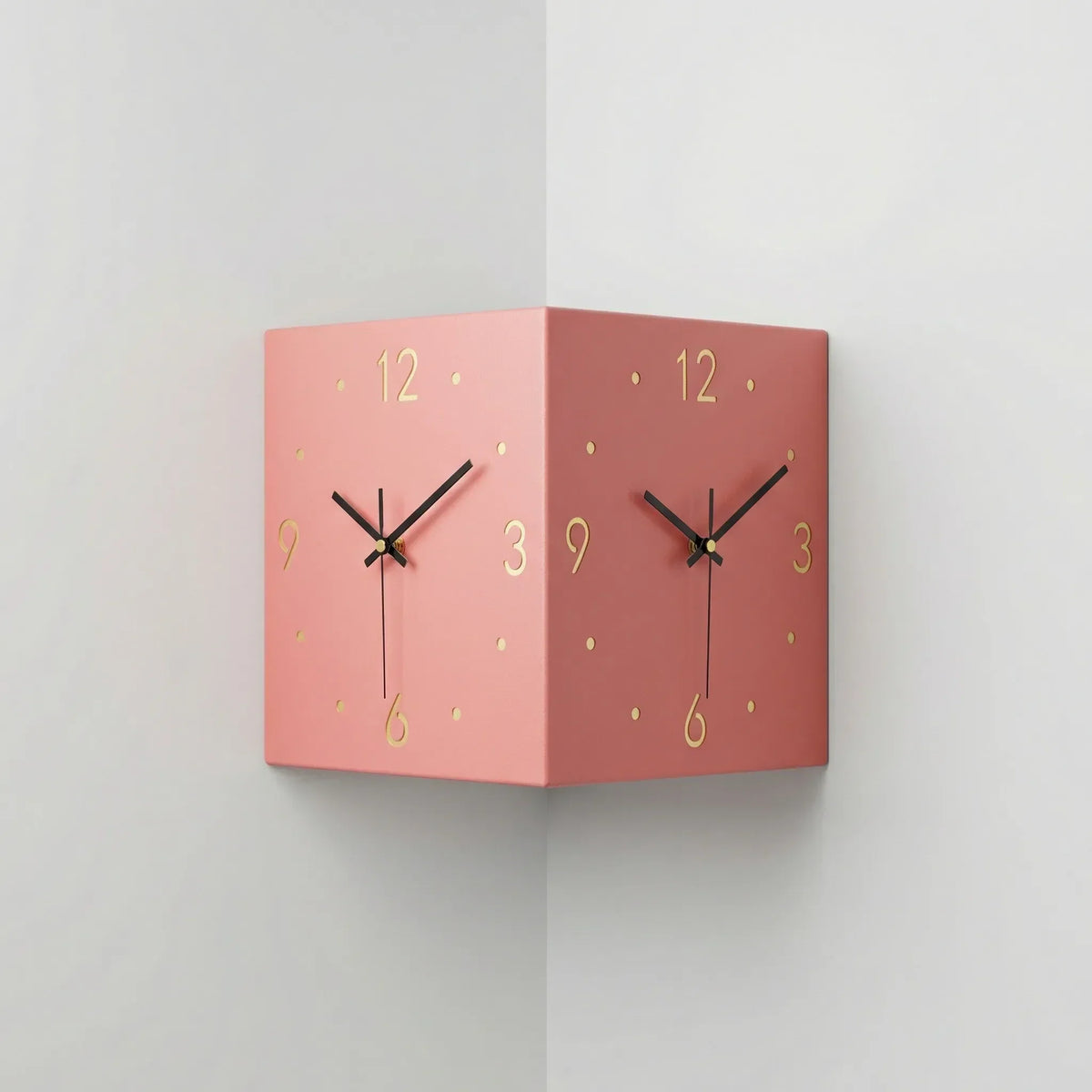 Dual Dial Corner Mount Silent Quartz Wall Clock